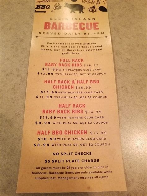 ellis island barbecue reviews|ellis island bbq menu.